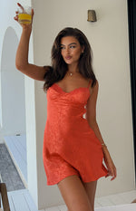 Noeline Orange Satin Mini Dress Image