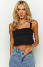 Norila Tie Back Black Top Image