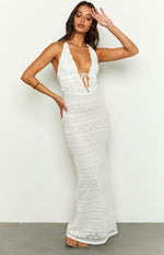 Novalie White Lace Halter Maxi Dress Image