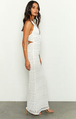 Novalie White Lace Halter Maxi Dress Image