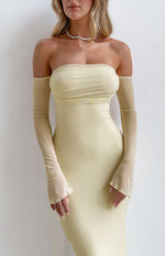 Odette Cream Long Sleeve Formal Maxi Dress Image