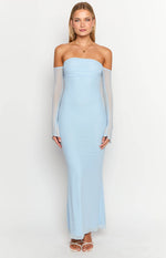 Odette Light Blue Long Sleeve Formal Maxi Dress Image