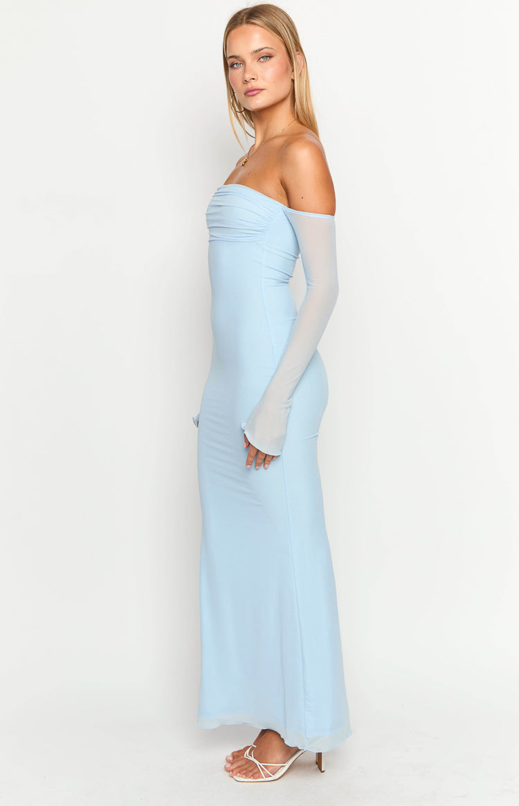 Odette Light Blue Long Sleeve Formal Maxi Dress Image