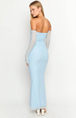 Odette Light Blue Long Sleeve Formal Maxi Dress Image