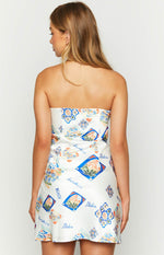 Orion White Italia Print Strapless Mini Dress Image