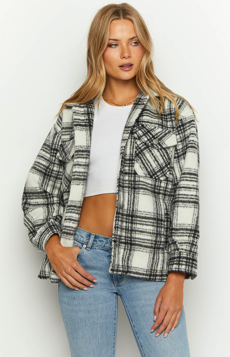 Black and white shop check jacket womens