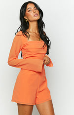 Oslo Orange Long Sleeve Playsuit Image