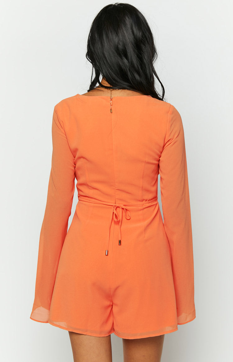 Oslo Orange Long Sleeve Playsuit