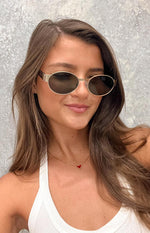 Otra Eyewear Echo Gold Tortoiseshell Round Sunglasses Image