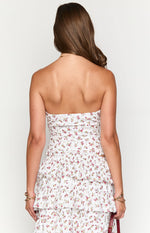 Paisley White Floral Strapless Top Image