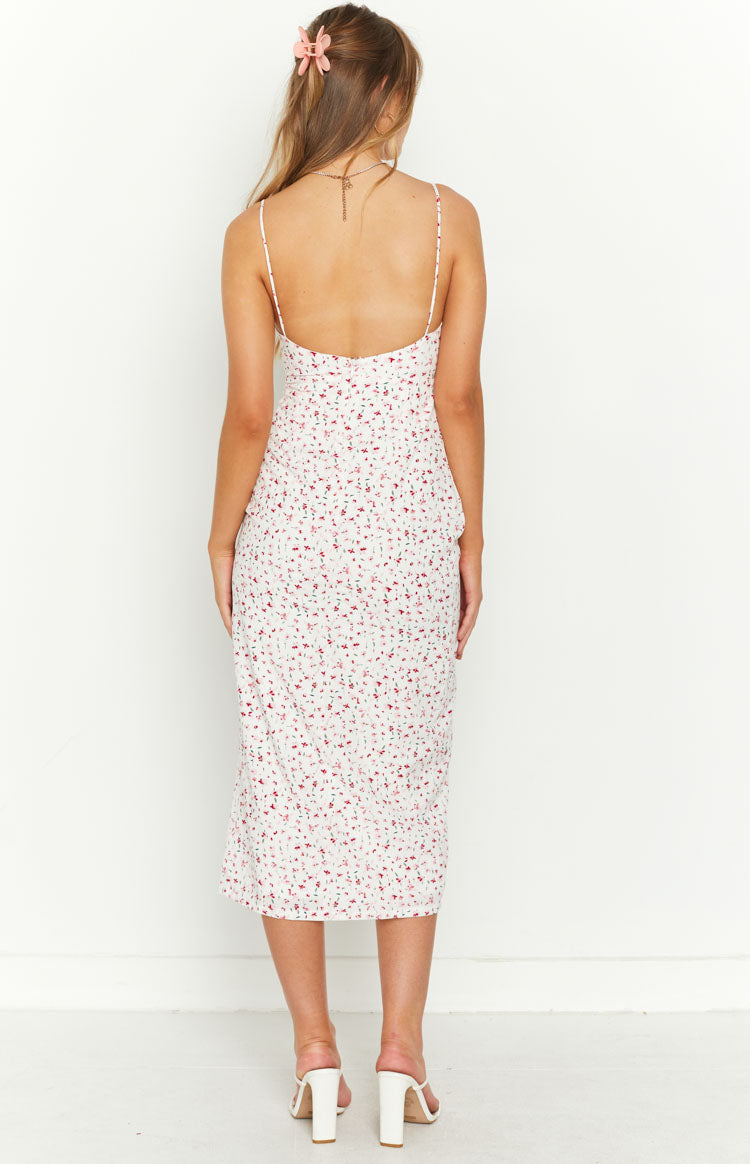 Paloma White Floral Midi Dress Image