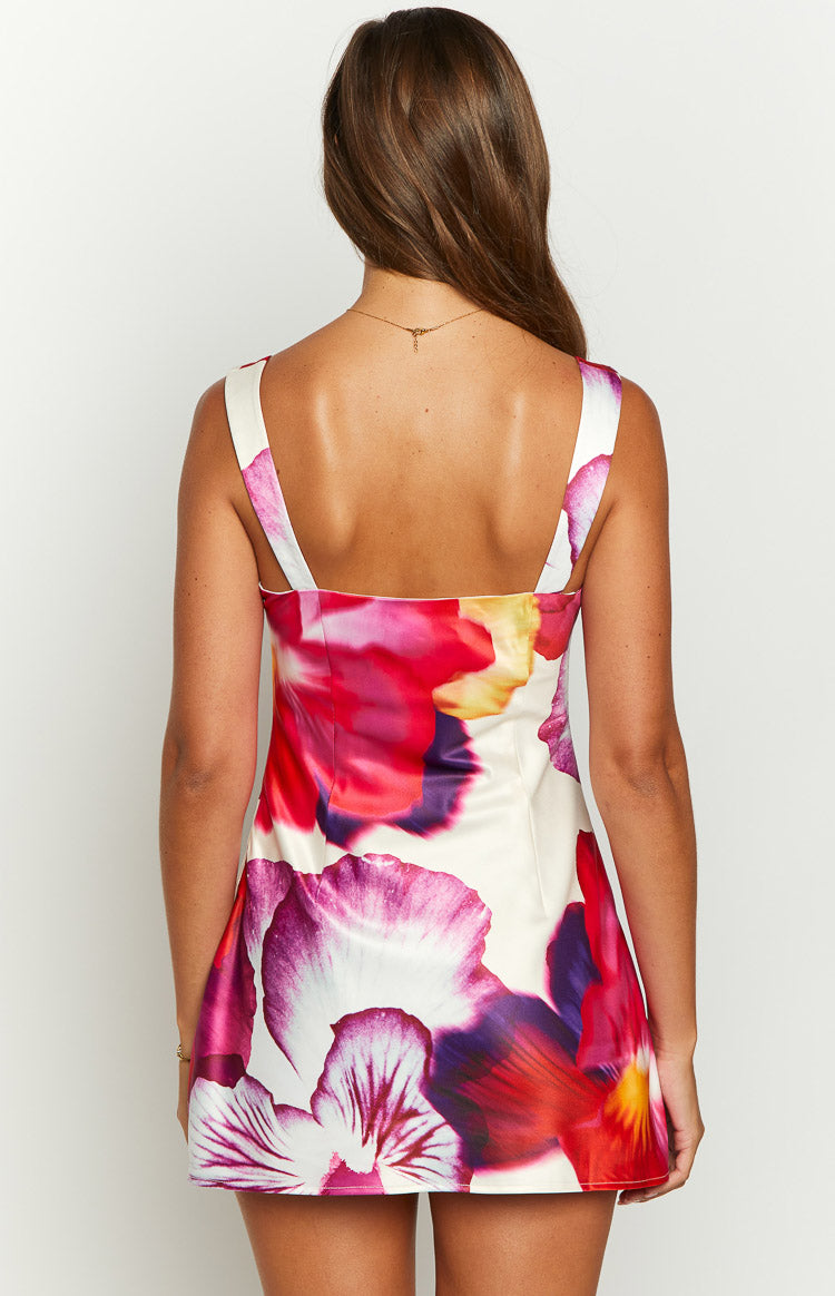 Pansy Pink Floral Sleeveless Mini Dress Image