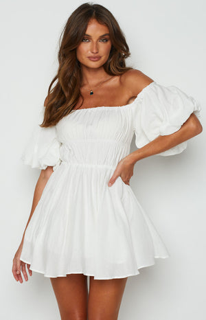 Paradise Puff Sleeve Dress White