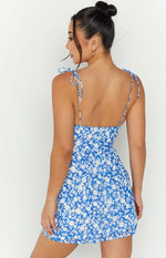 Penny Lane Blue Floral Print Mini Dress Image