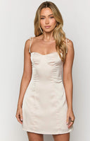 Penny Lane Cream Satin Mini Dress