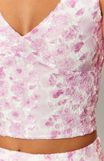 Peony Paradise Pink Lace Crop Top Image