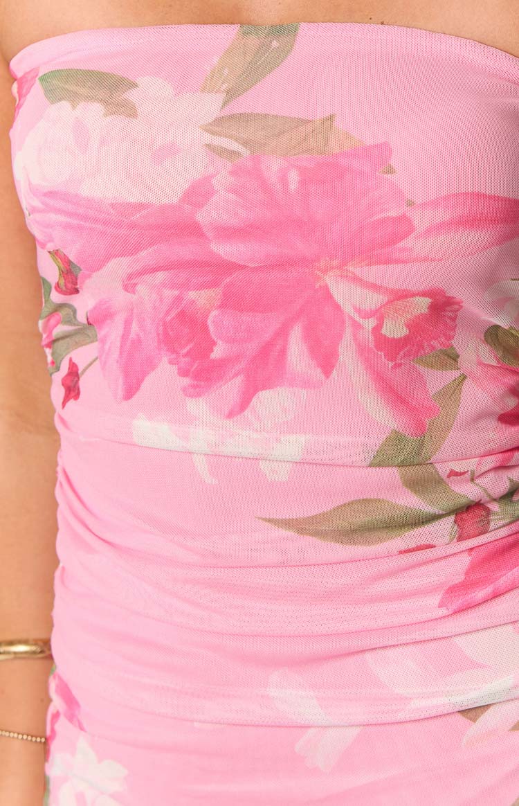 Phillipa Pink Floral Strapless Mini Dress Image