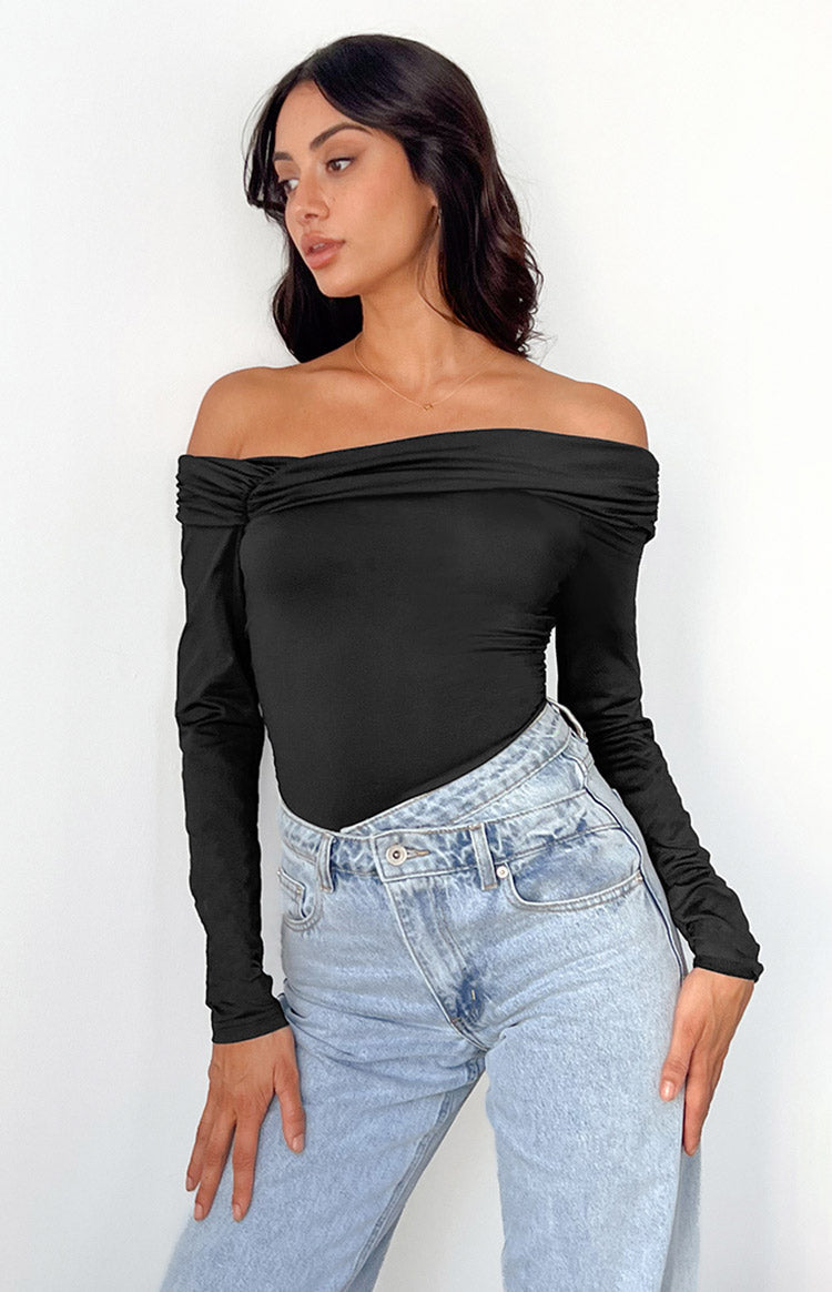 Phoenix Black Off Shoulder Bodysuit Image