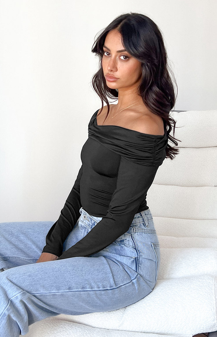 Phoenix Black Off Shoulder Bodysuit Image