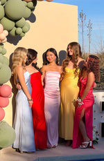 Pink Bloom Satin Strapless Maxi Dress Image