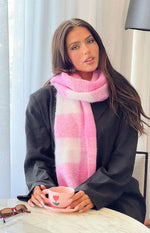 Pink Check Blanket Scarf Image