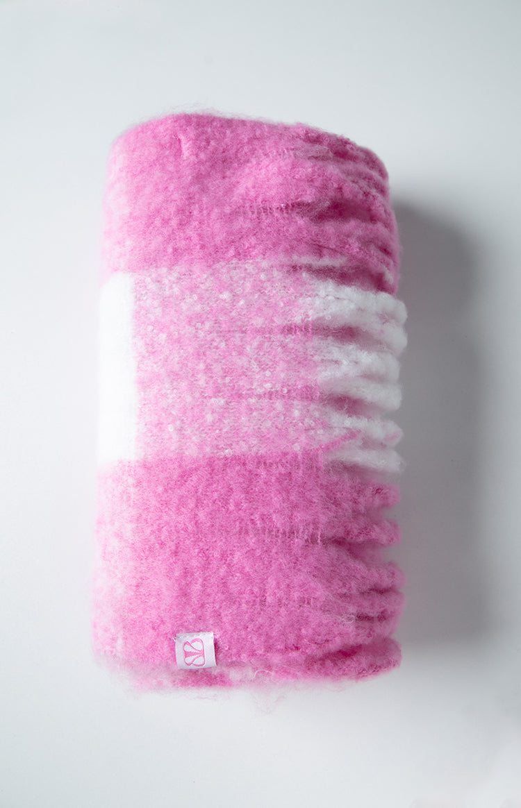 Pink Check Blanket Scarf Image