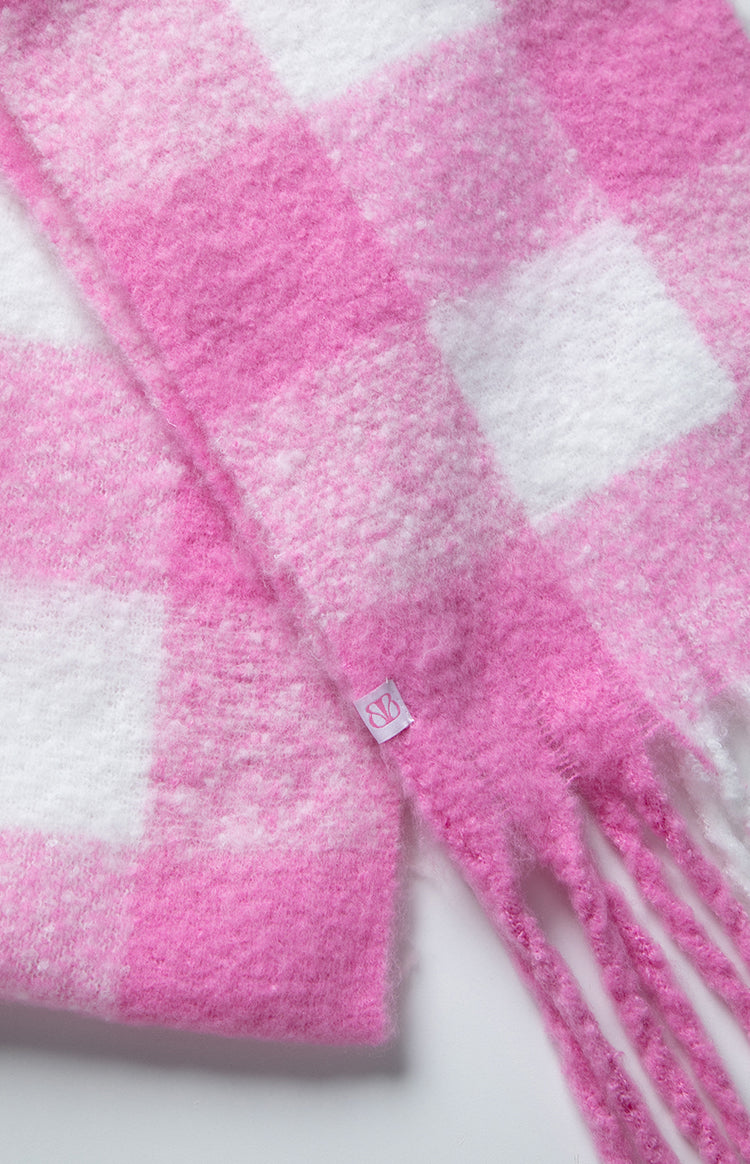 Pink Check Blanket Scarf Image