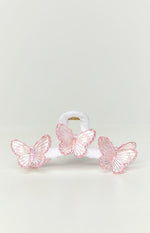 Pink Iridescent Butterfly Claw Clip Image