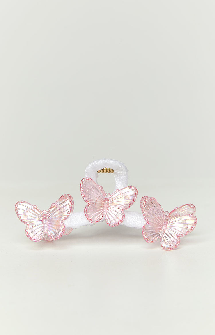 Pink Iridescent Butterfly Claw Clip