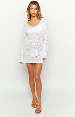 Pippa White Knit Mini Dress Image