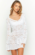 Pippa White Knit Mini Dress Image