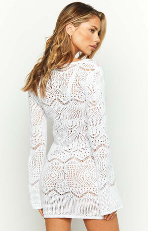 Pippa White Knit Mini Dress