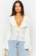 Poppie White Long Sleeve Top Image