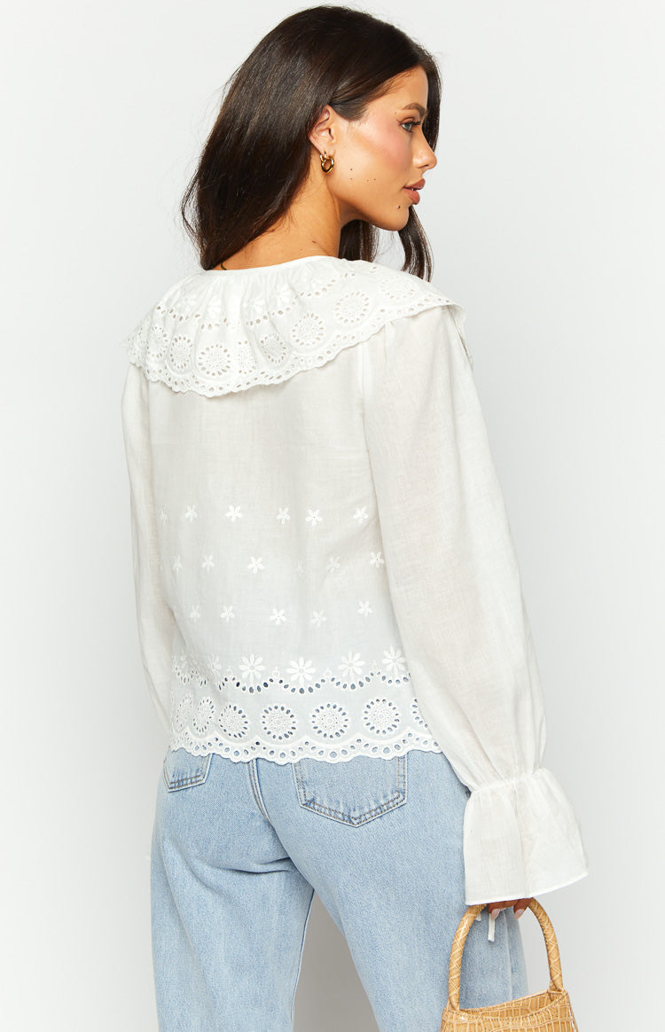 Poppie White Long Sleeve Top