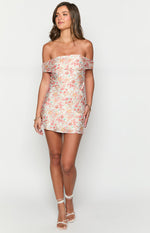 Primrose Paisley Floral Off the Shoulder Mini Dress Image