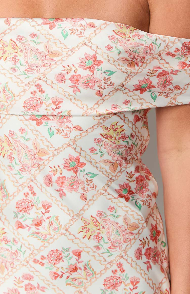 Primrose Paisley Floral Off the Shoulder Mini Dress Image