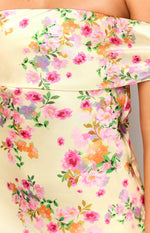 Primrose Yellow Bloom Off the Shoulder Mini Dress Image