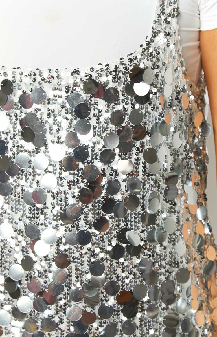 Priya Silver Sequin Mini Dress Image