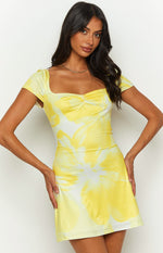 Pure Honey Printed Yellow Mini Dress Image