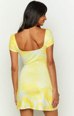 Pure Honey Printed Yellow Mini Dress Image