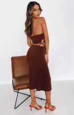 Quanah Cut Out Midi Dress Brown Image