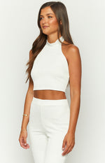 Queenie White Halter Crop Top Image