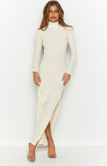 Quincy Beige Open Back Midi Dress Image