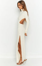 Quincy Beige Open Back Midi Dress Image