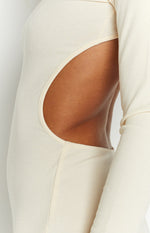 Quincy Beige Open Back Midi Dress Image