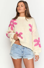 Ryver Cream Flower Knit Sweater Image