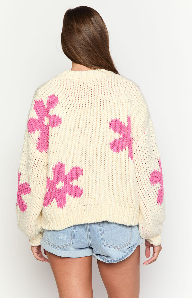 Ryver Cream Flower Knit Sweater Image