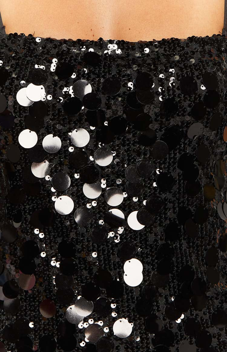 Radiant Black Sparkle Mini Dress Image