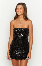 Radiant Black Sparkle Mini Dress Image