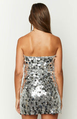 Radiant Silver Sparkle Mini Dress Image